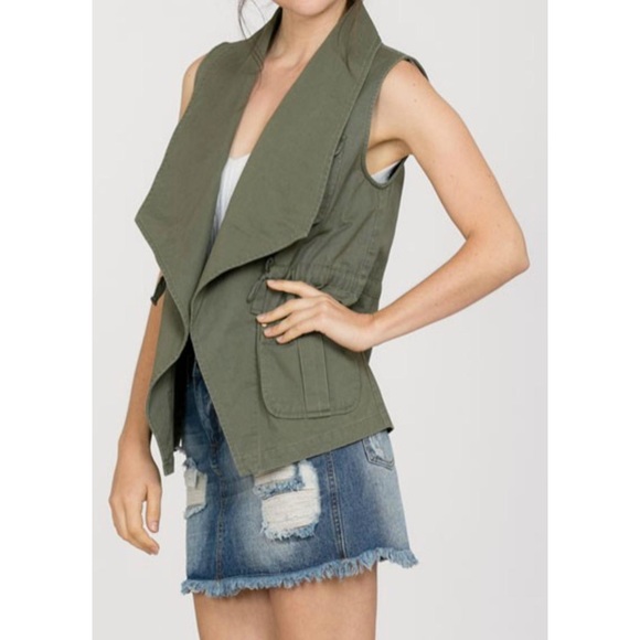 New Army Vest Green Floral Embroidery Women’s - Picture 2 of 4